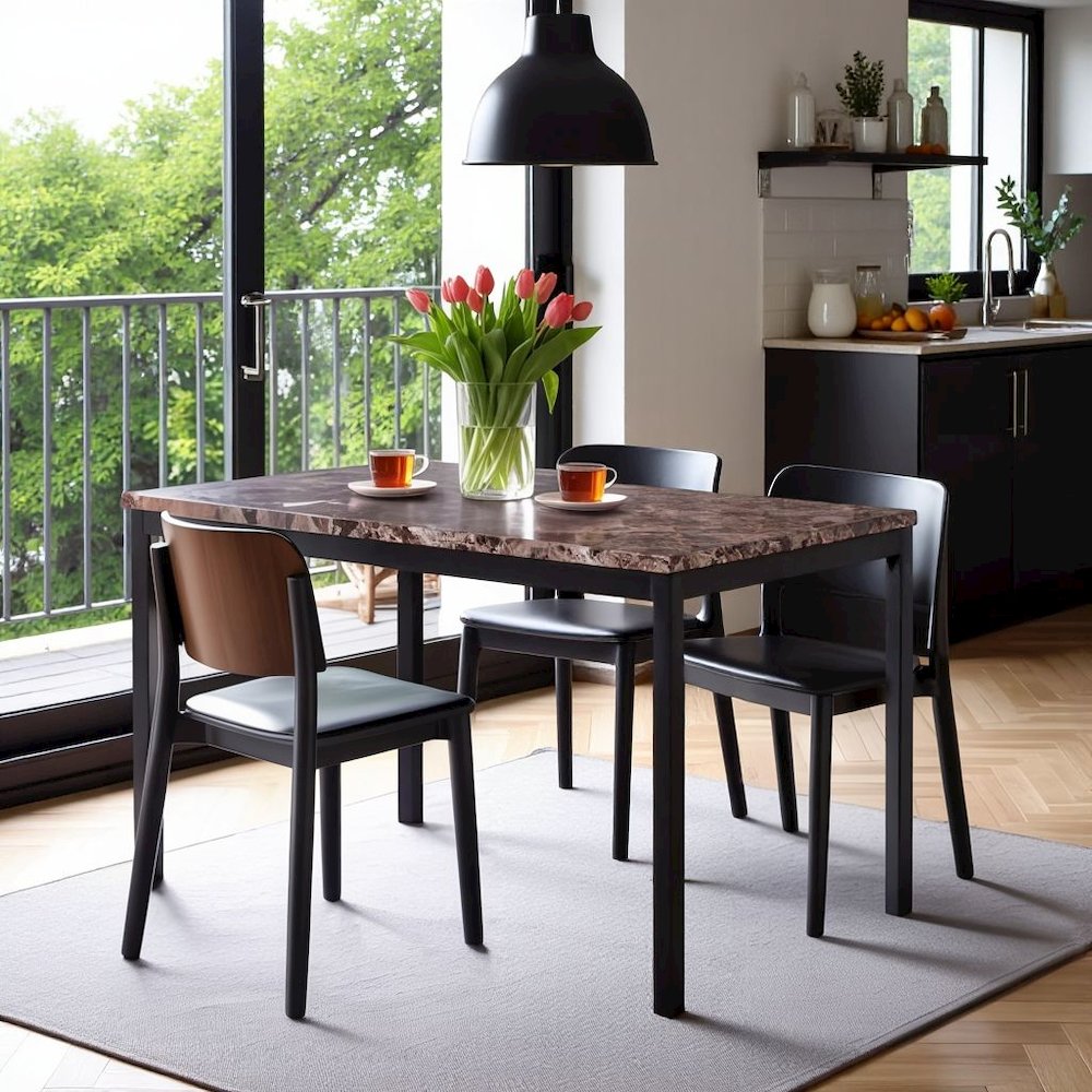 Modern Faux Marble Dining Table – Black Kitchen & Dining Room Tables. Picture 2