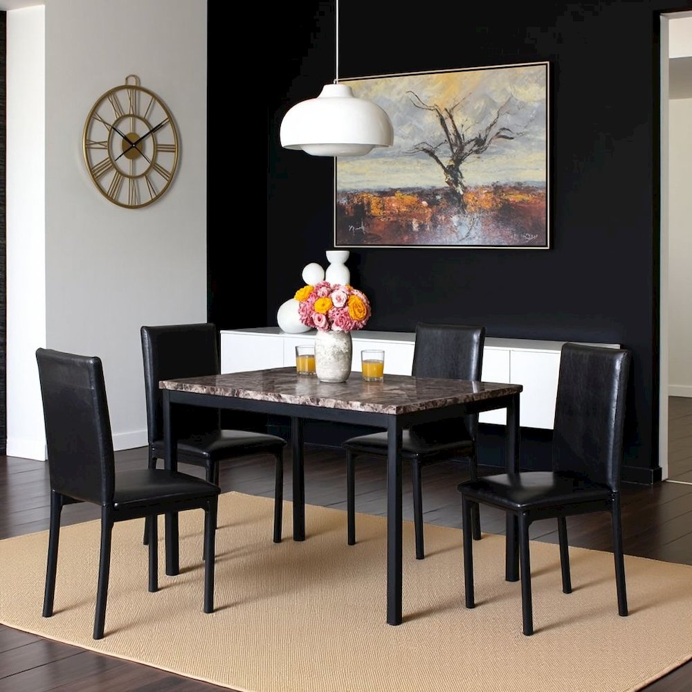 Modern Faux Marble Dining Table – Black Kitchen & Dining Room Tables. Picture 3