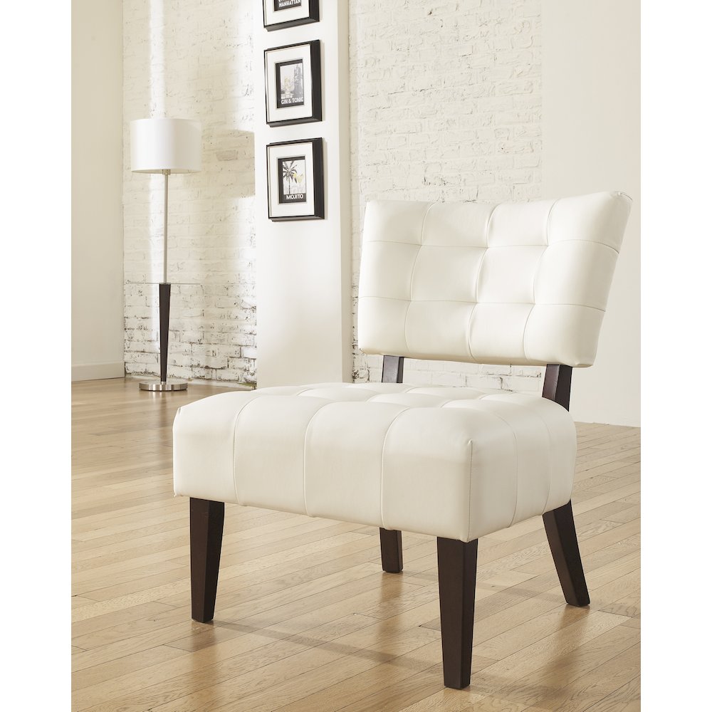 Movile Blended Leather Tufted Accent Chair with Oversized Seating, Ivory. Picture 7