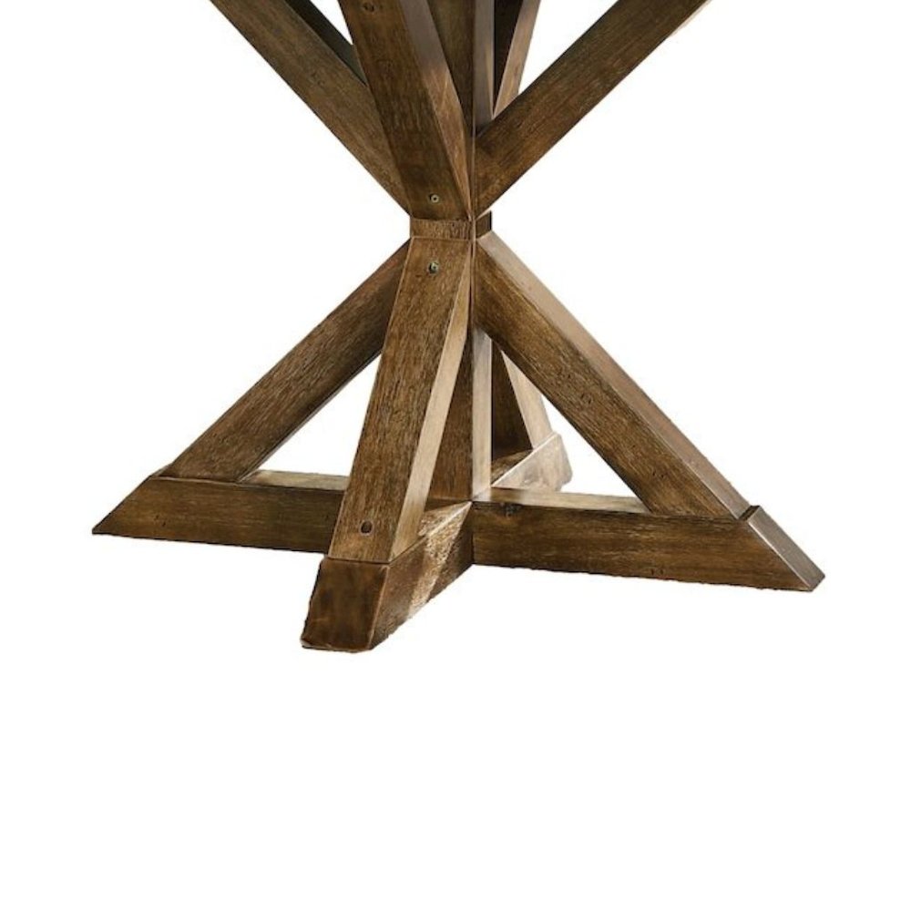 Brown Round Dining Table for 4 – Kitchen & Dining Room Table in Wood. Picture 4