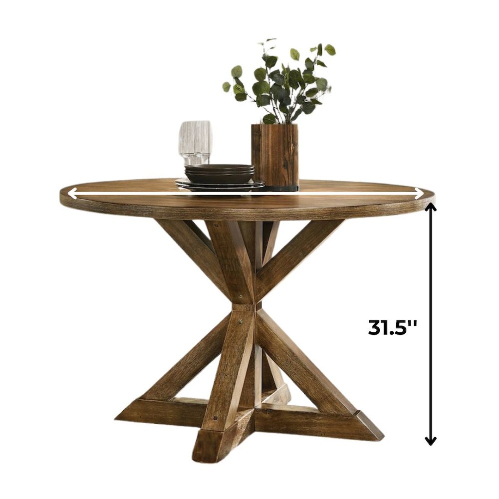 Brown Round Dining Table for 4 – Kitchen & Dining Room Table in Wood. Picture 5