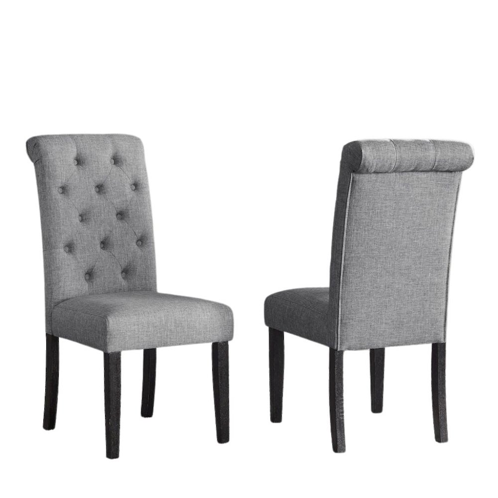 Gray Kitchen Table Chairs Set of 4, Wood Dining Set with Tufted Seats. Picture 4