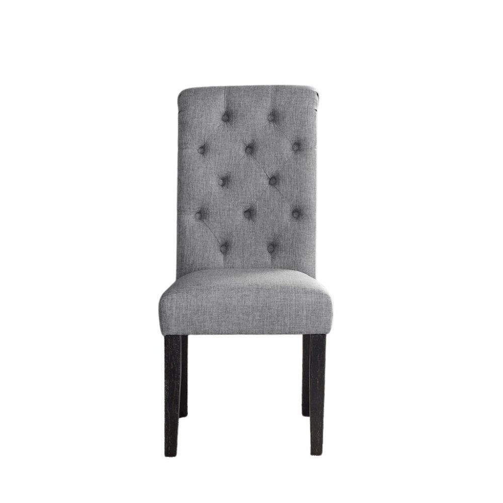 Gray Kitchen Table Chairs Set of 4, Wood Dining Set with Tufted Seats. Picture 5