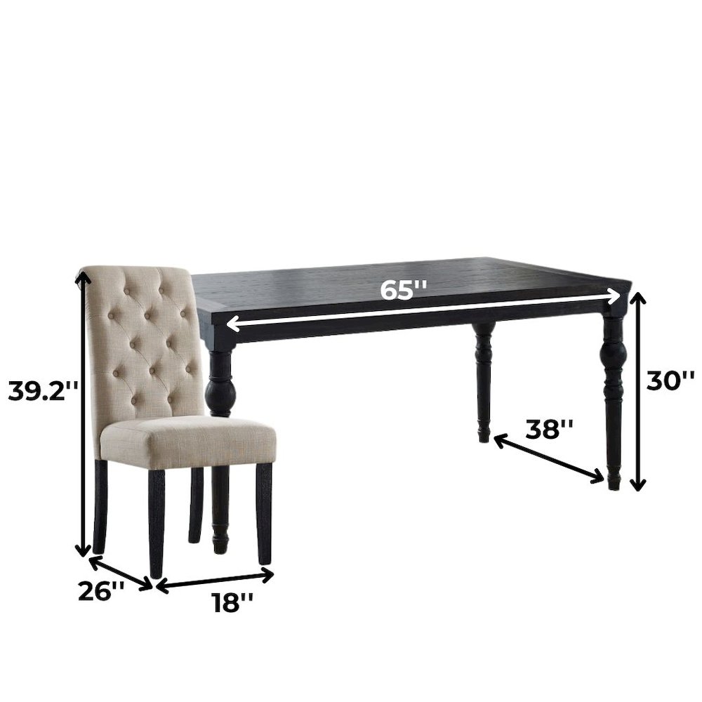 Beige Tan Kitchen Table Chairs Set of 4, Wood Dining Set with Tufted Seats. Picture 9