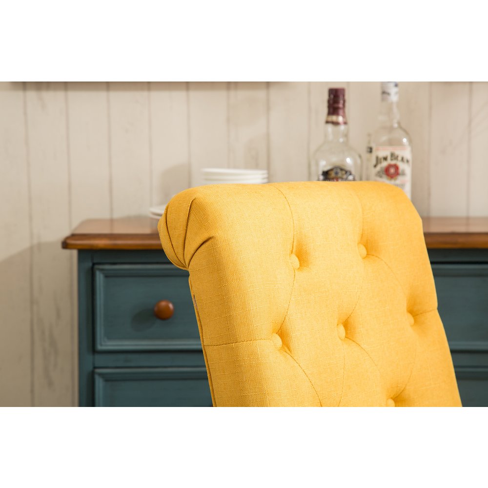 Habit Solid Wood Tufted Parsons Yellow Dining Chair, Set of 2. Picture 5