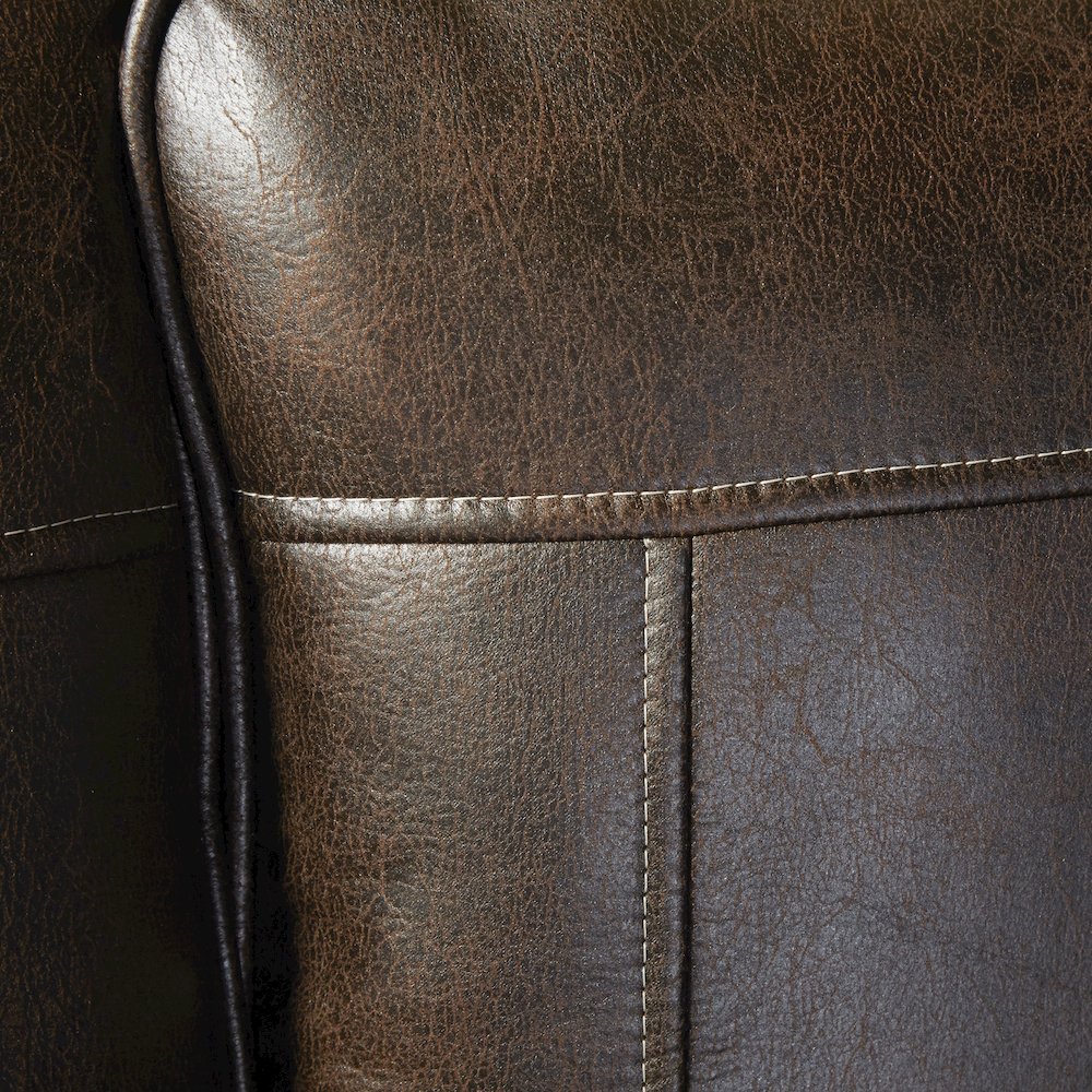 Leinster Faux Leather Upholstered Nailhead Chair and Ottoman in Espresso. Picture 12
