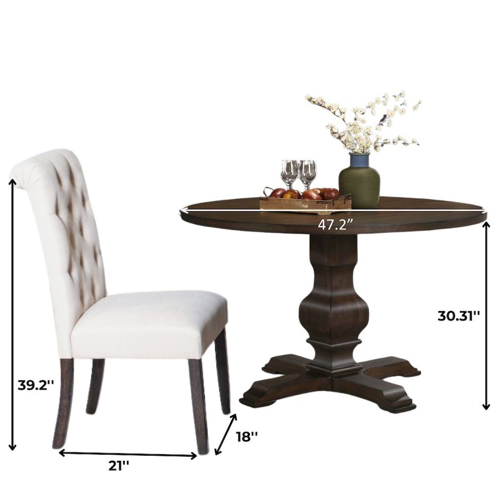 Beige Round Dining Table Set for 4 with Chairs, Ideal for Kitchen Spaces. Picture 8