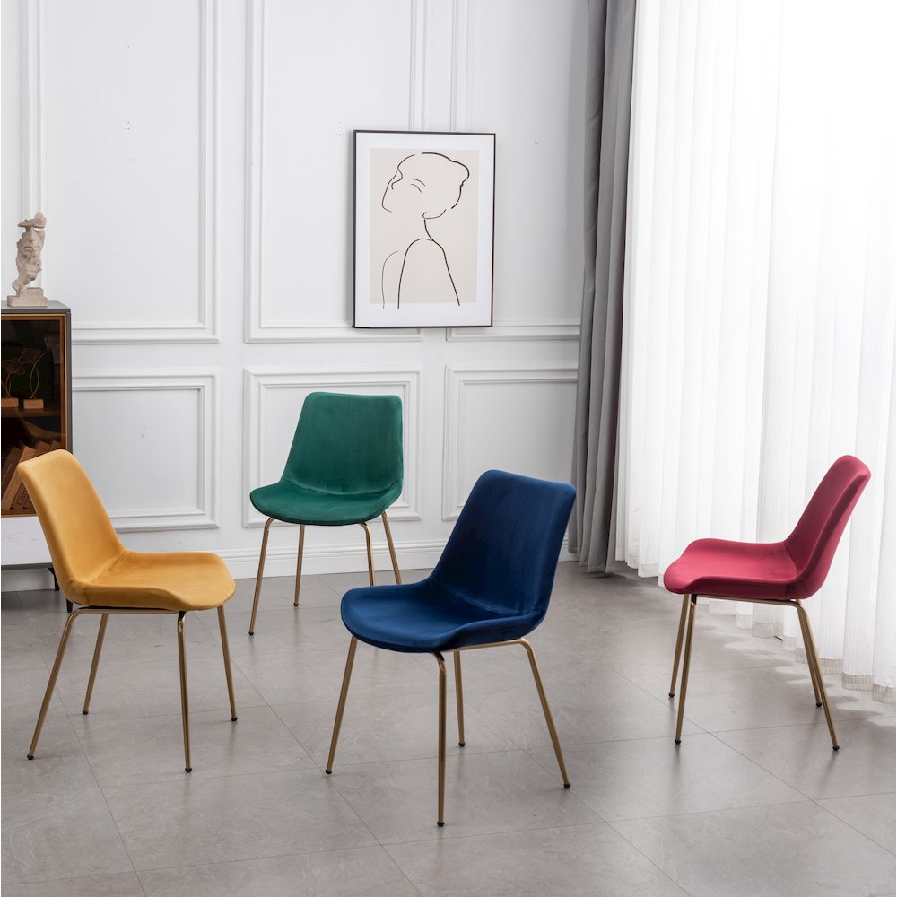 Aufurr Modern Velvet Dining Chair, Set of 2, Green. Picture 10
