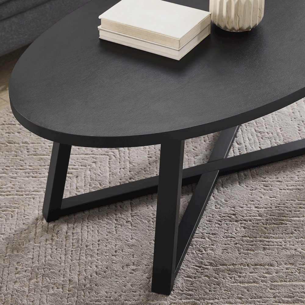 Modern Harmony 3-Piece Wood Oval Coffee Table Set. Picture 10