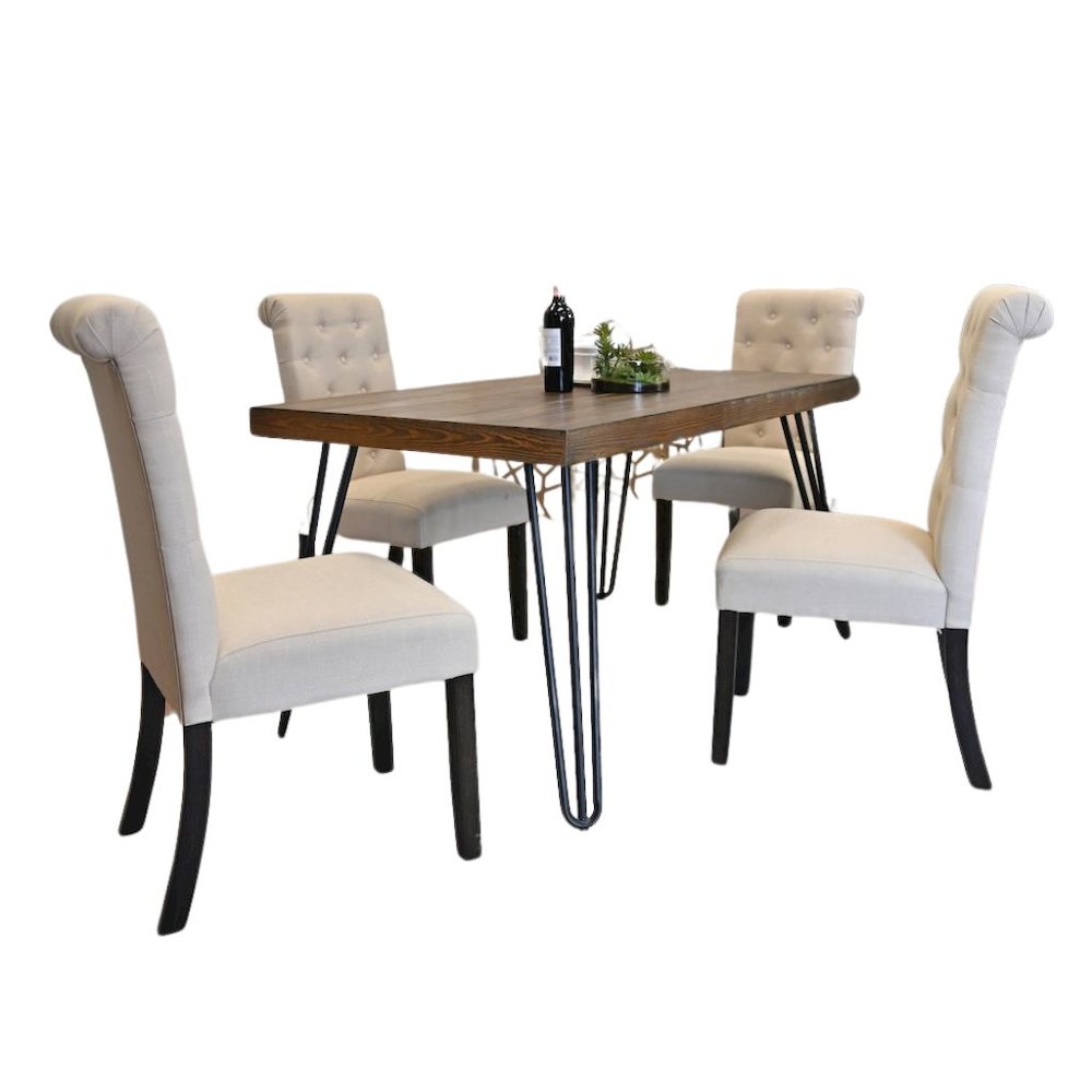 Beige Dining Table and 6 Chairs, Mid Century Kitchen & Dining Room Set. Picture 6