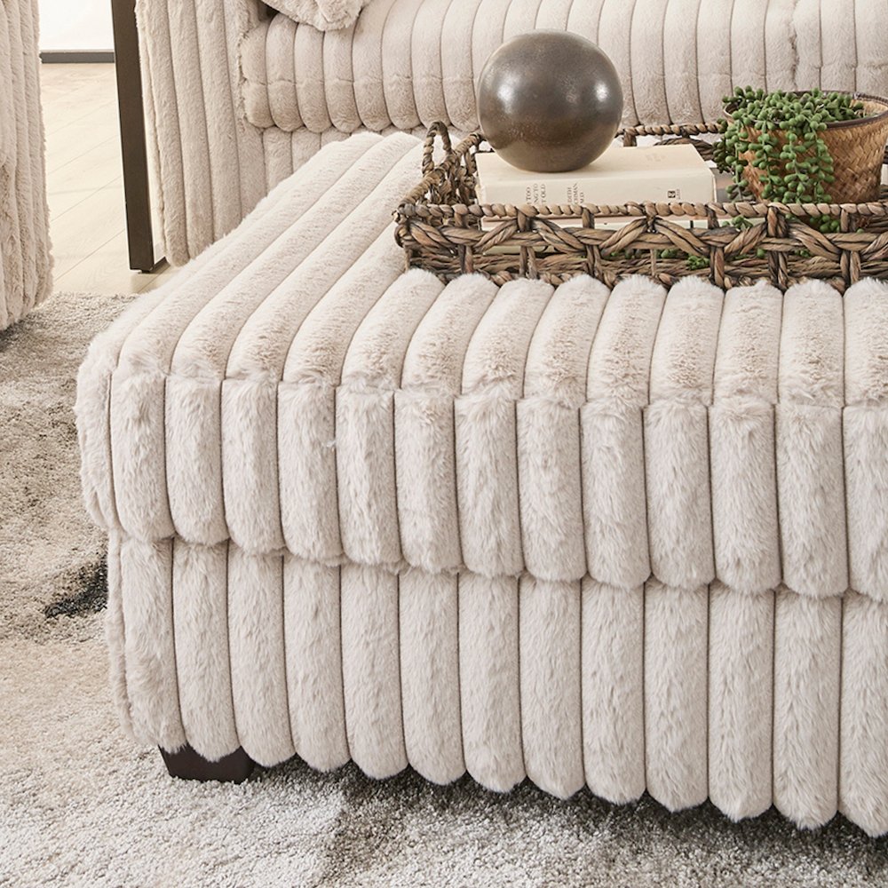 Belvoir 3-Piece Living Room Set, Sofa Cuddle Chaise and Ottoman, Beige Champagne. Picture 9