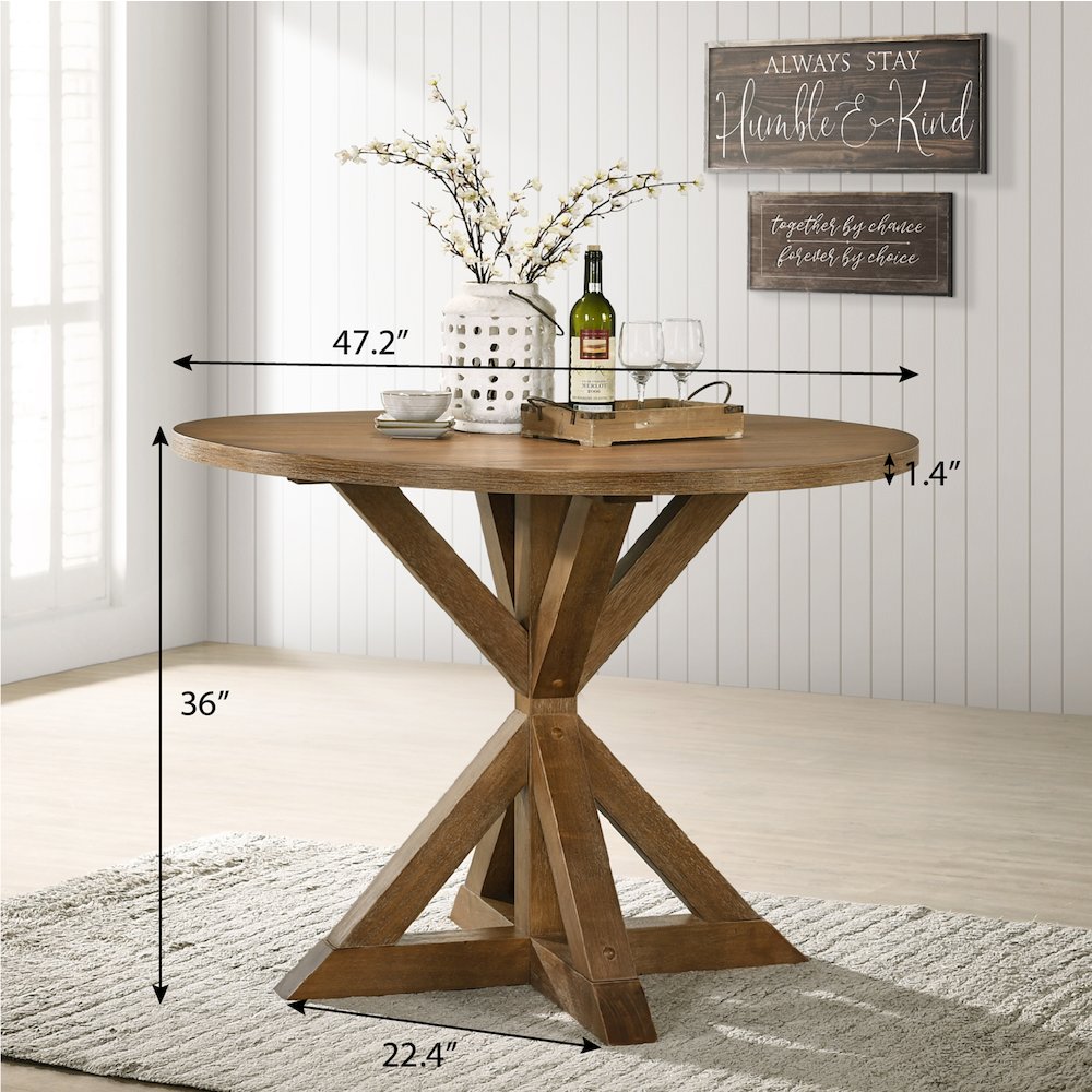 Windvale Cross-Buck Wood 5-Piece Counter Height Dining Set, Tan. Picture 10