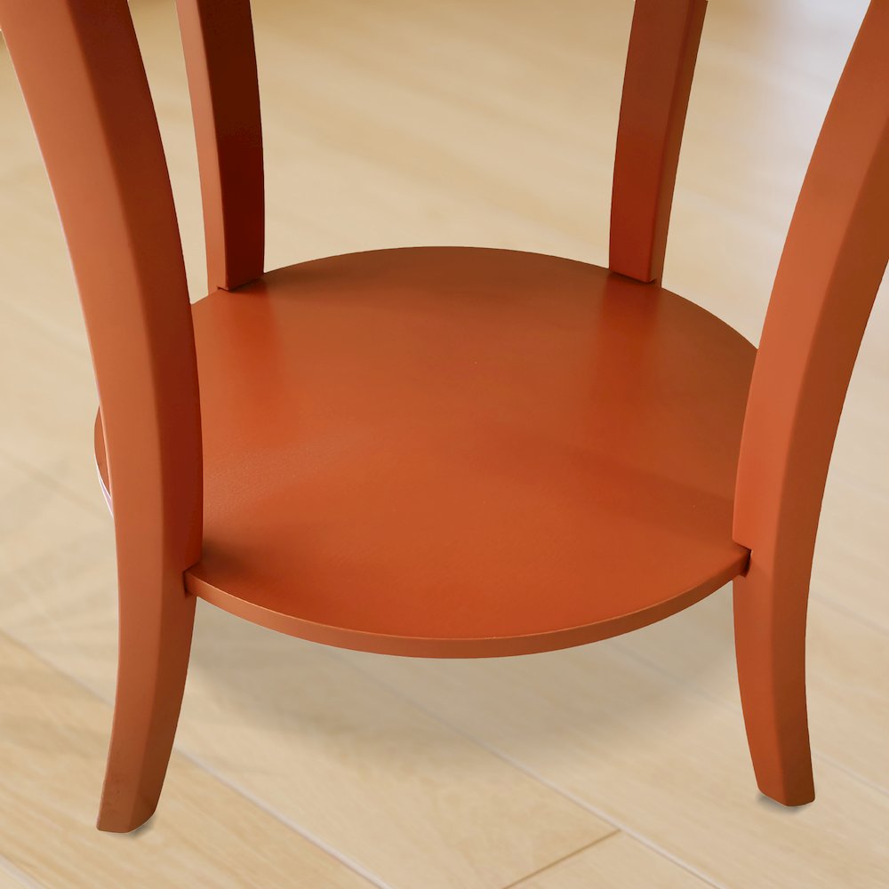 Perth Round End Table with Shelf, Orange. Picture 4