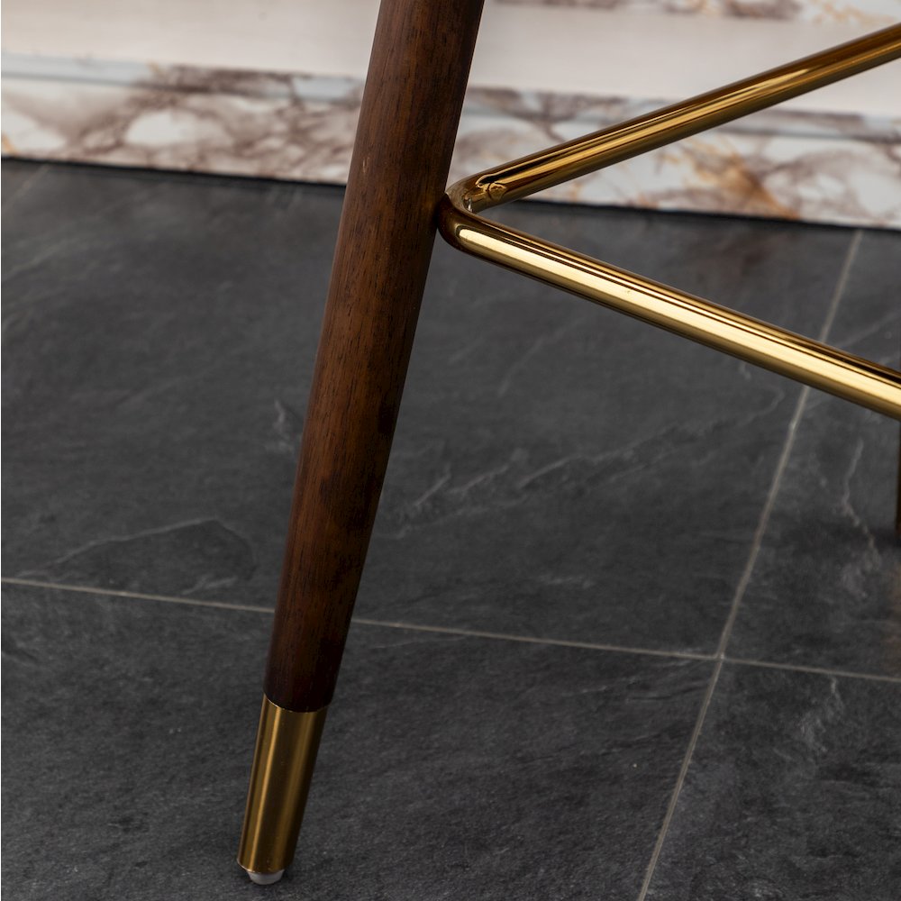 Nevis Modern Faux Leather Tufted Nailhead Trim Counter Stool Set of 2, Yellow. Picture 16