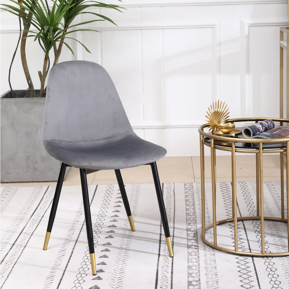 Evatt 5-Piece Round Dining Set, Trestle Round Table with 4 Stylish Chairs, Gray. Picture 8