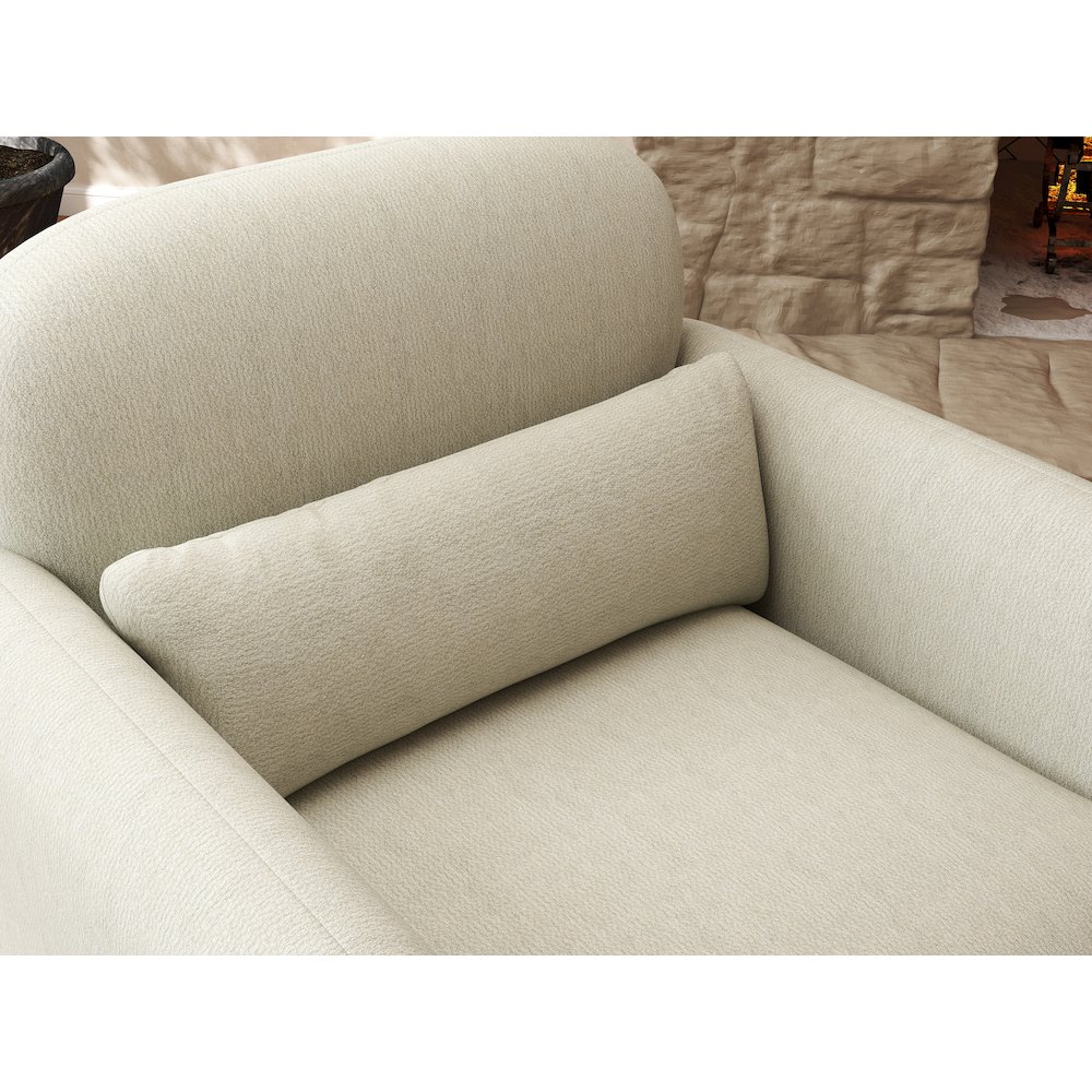 Dylan Modern Upholstered Barrel Armchair, Cream White. Picture 8