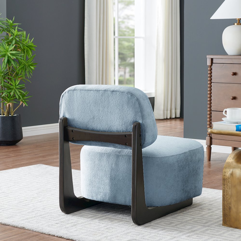 Solara Modern Accent Chair with Solid Wood Frame, Blue. Picture 4
