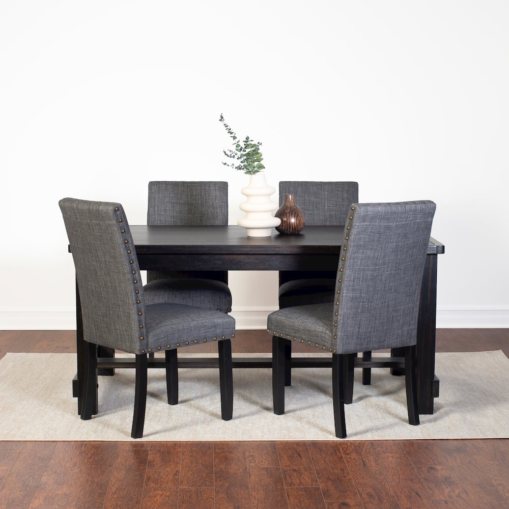 Muzzi Contemporary 5-Piece Dining Set, Dining Table with 4 Stylish Chairs, Gray. Picture 2