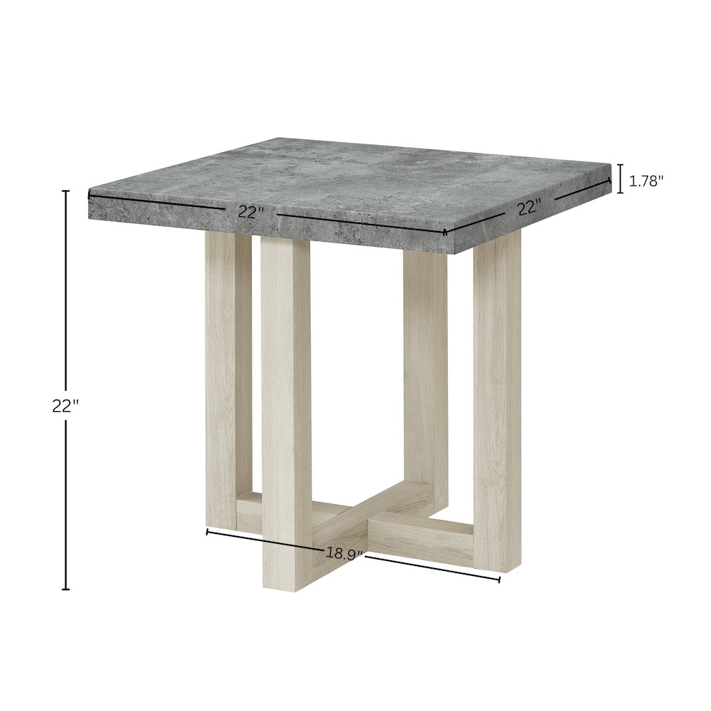 3-Piece Coffee Table Set, Coffee Table, Two End Tables, Faux Concrete and White. Picture 16