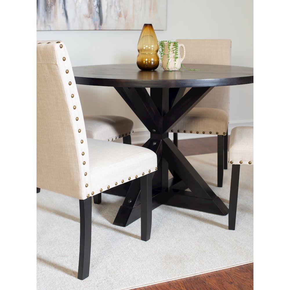Mytzi 5-Pc Dining Set, Cross-Buck Dining Table with 4 Stylish Chairs, Tan. Picture 4