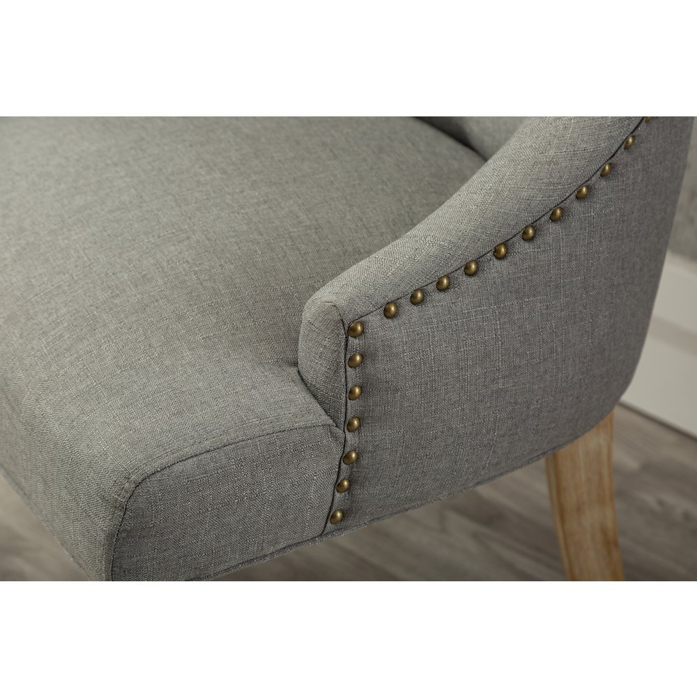 Luna Gray Button Tufted Solid Wood Wingback Chairs with Nail Heads Set of 2. Picture 7