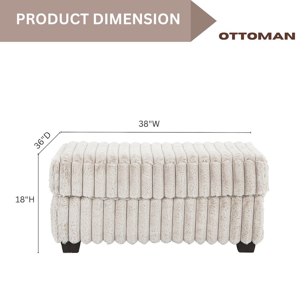 Belvoir 3-Piece Living Room Set, Sofa Cuddle Chaise and Ottoman, Beige Champagne. Picture 16