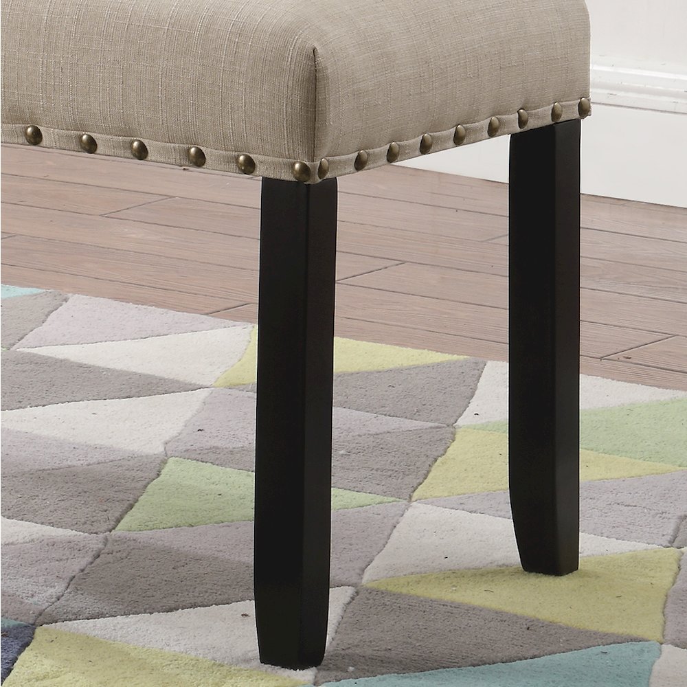 Biony Tan Fabric Dining Bench with Nailhead Trim. Picture 4