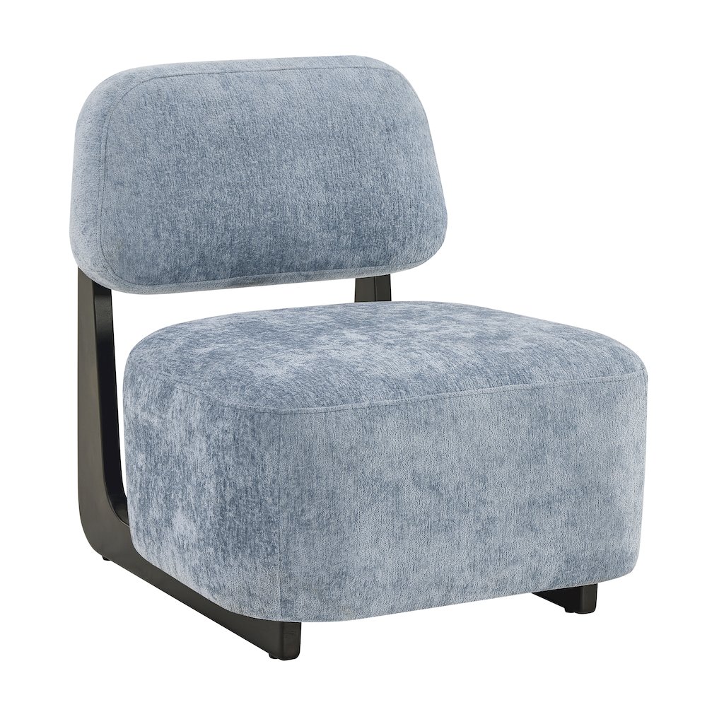 Solara Modern Accent Chair with Solid Wood Frame, Blue. Picture 6