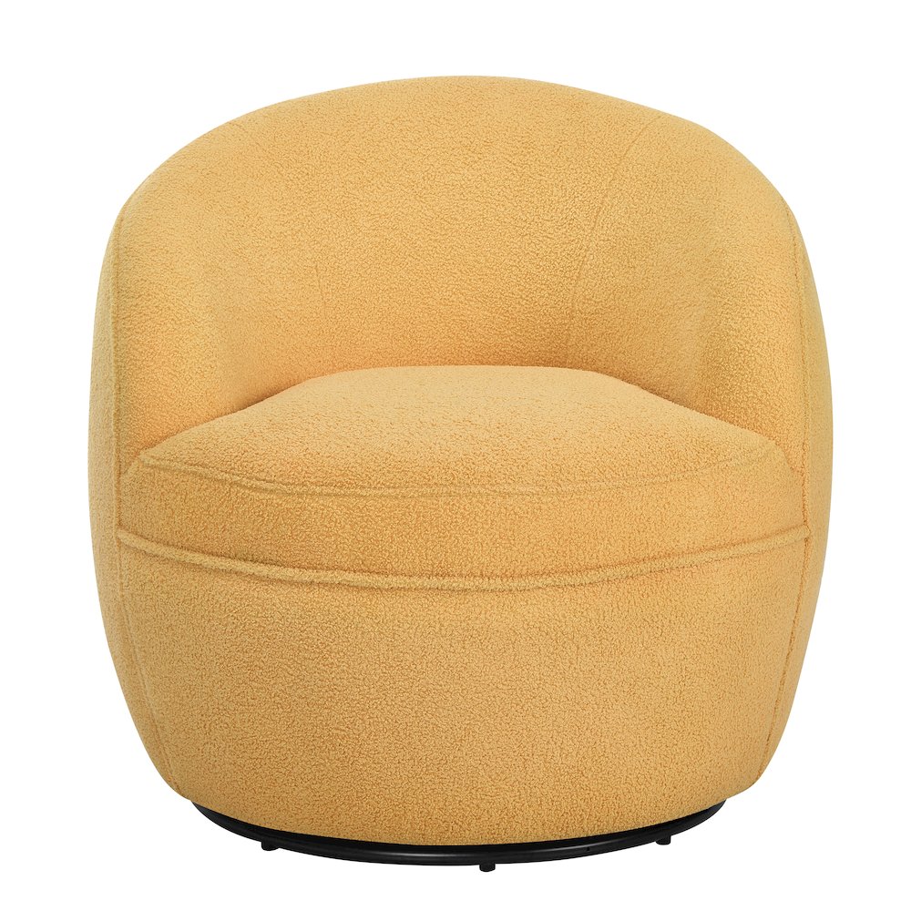 Galleria 360 Swivel Teddy Sherpa Barrel Chair, Yellow. Picture 4