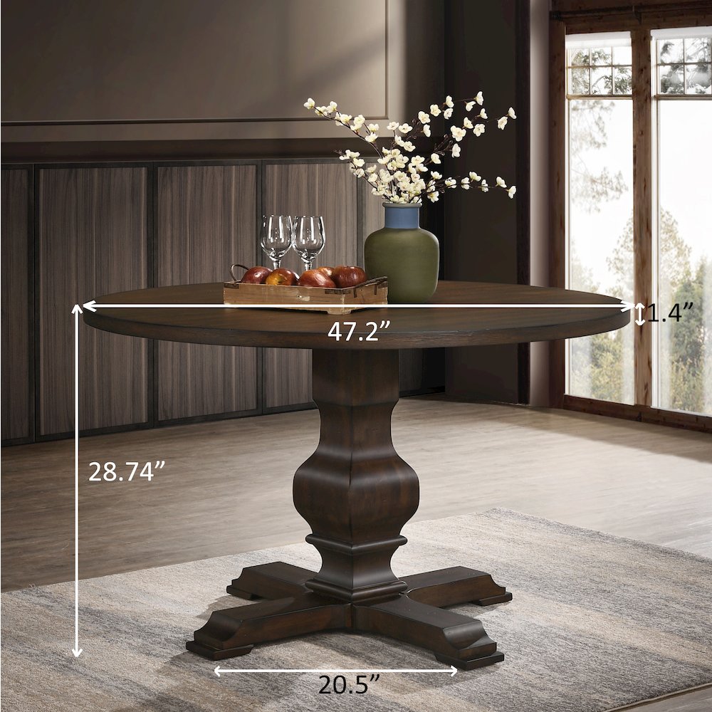Kohland 5-Pc Dining Set, Pedestal Round Table with 4 Stylish Chairs, Tan. Picture 7