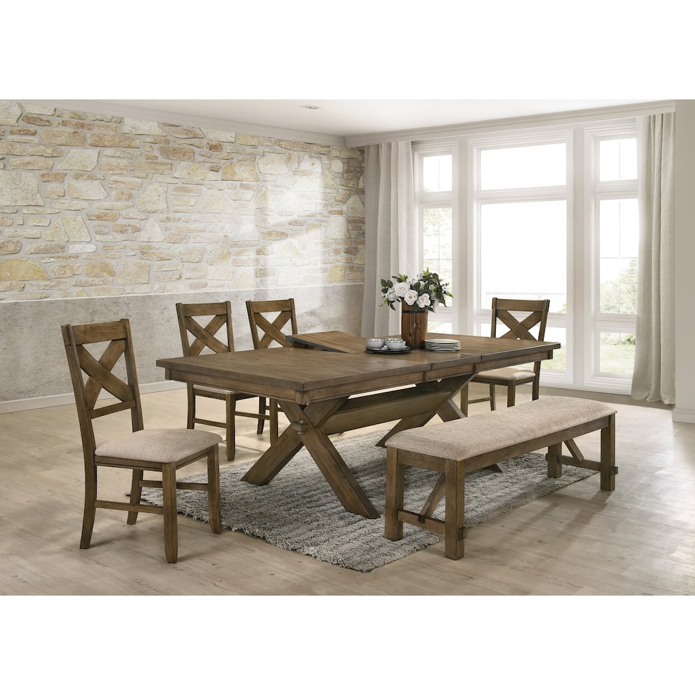 Raven Wood Fabric Upholstered Dining Bench. Picture 5
