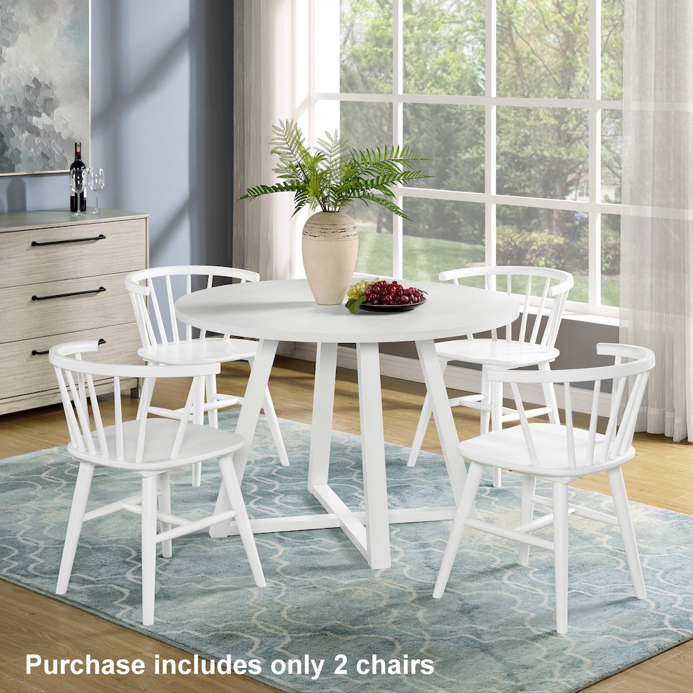 Alwynn Wooden Spindle Back Dining Chairs, Windsor Chairs, Set of 2, White. Picture 7