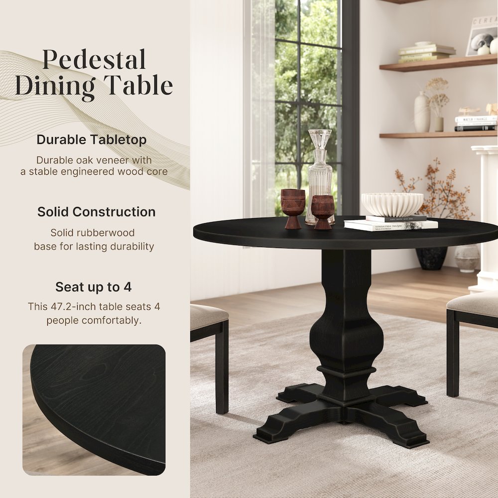 Havre Pedestal Base Round Dining Table. Picture 4