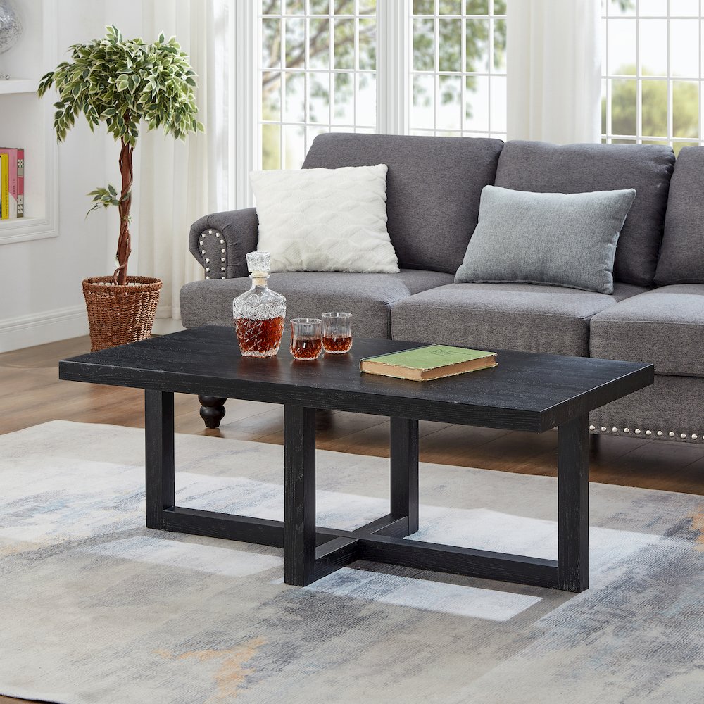 Luno Contemporary Coffee Table, Black. Picture 2