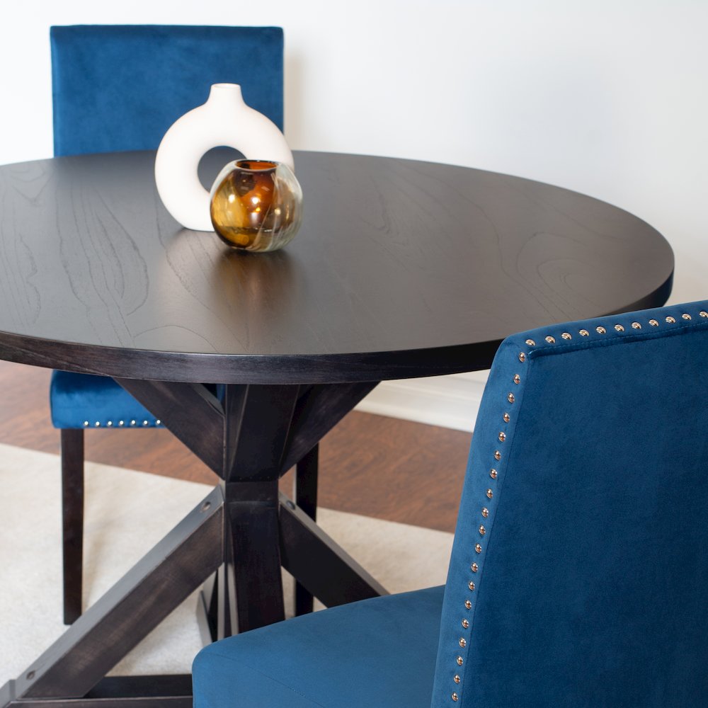 Enbridge 5-Pc Dining Set, Cross-Buck Dining Table with 4 Stylish Chairs, Blue. Picture 3