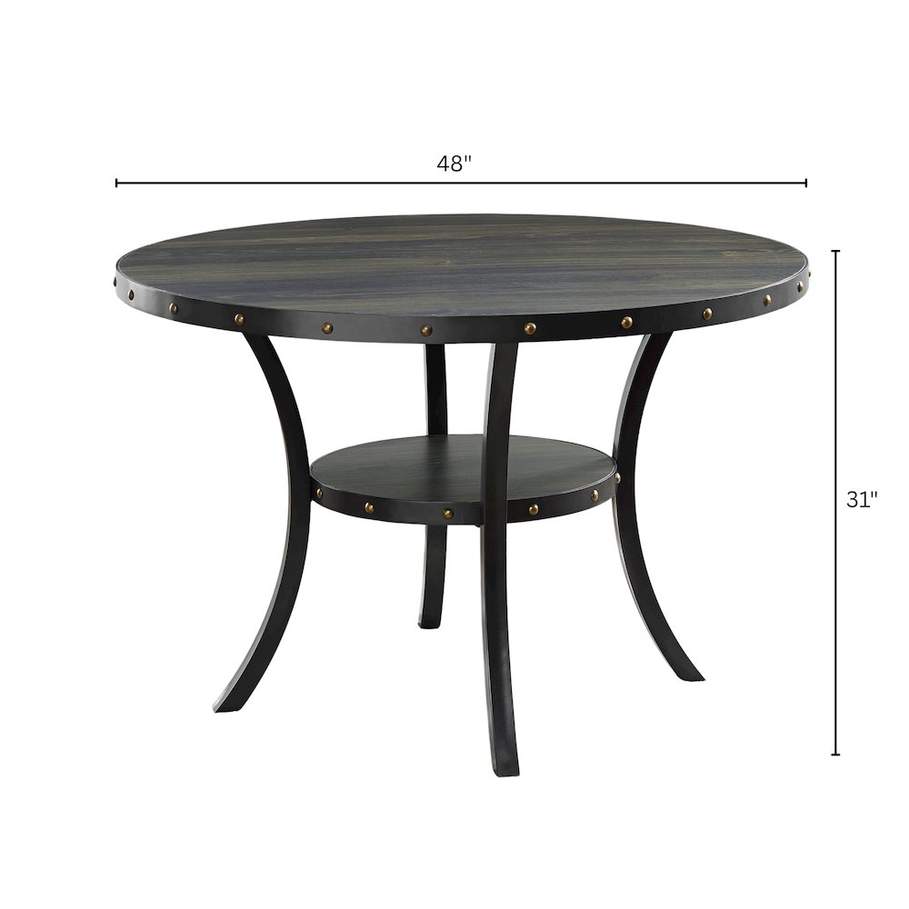 Biony Espresso Wood Dining Set with 4 Fabric Nailhead Chairs, Purple. Picture 11