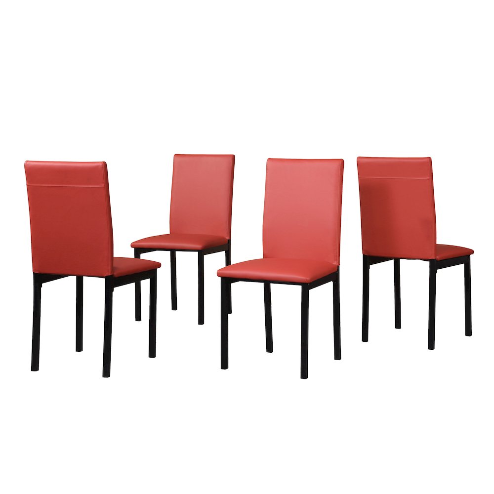 Noyes Faux Leather Seat Metal Frame Red Dining Chairs , Set of 4. Picture 5