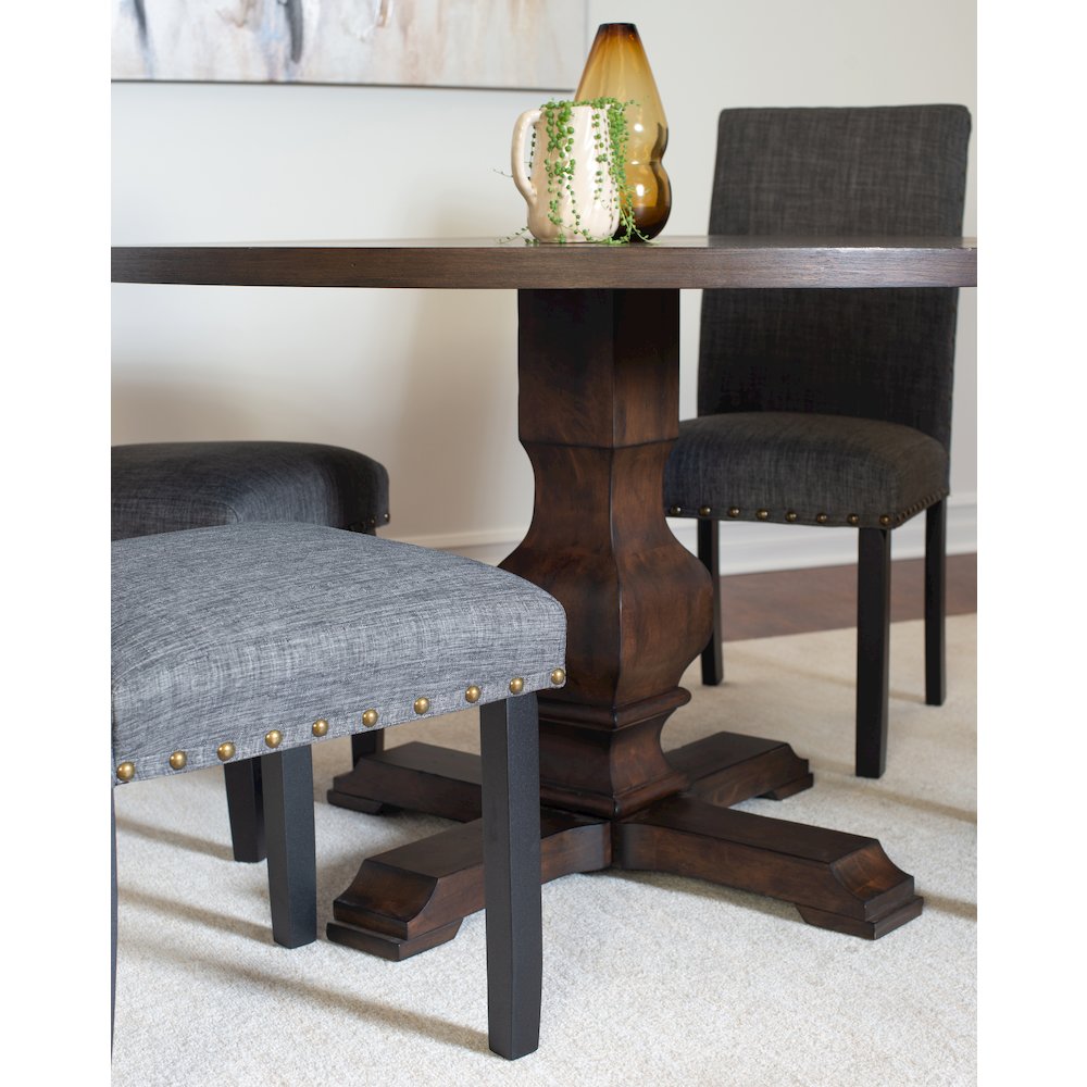 Kohland 5-Pc Dining Set, Pedestal Round Table with 4 Stylish Chairs, Gray. Picture 3