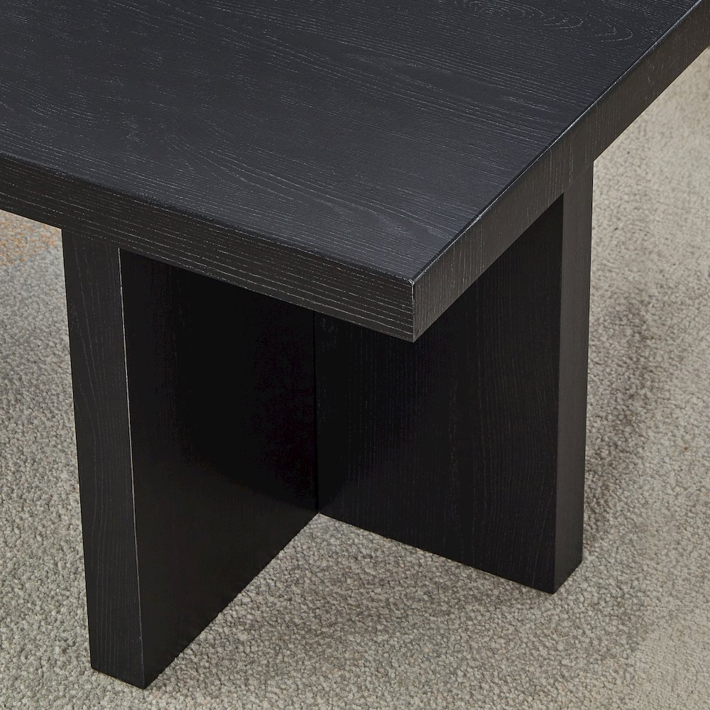 Mchome Square End Table, Nightstand, Black Finish. Picture 4