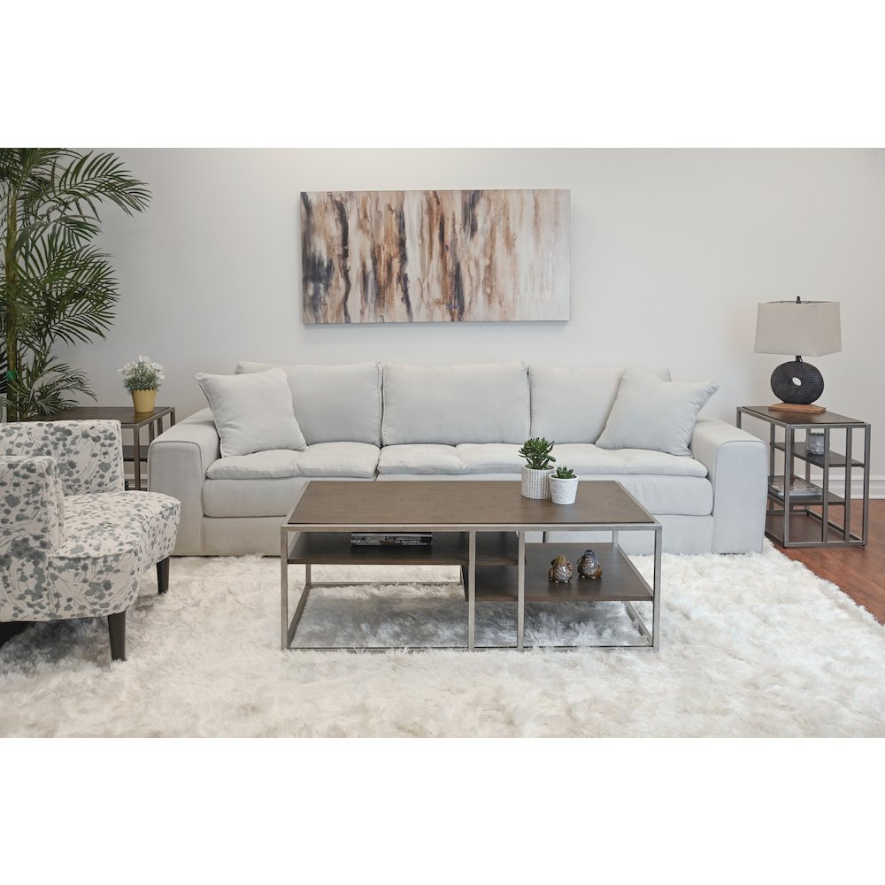 Padena 3Pc Metal Frame Wood Living Room Coffee Table and 2 Chairside Tables Set. Picture 2