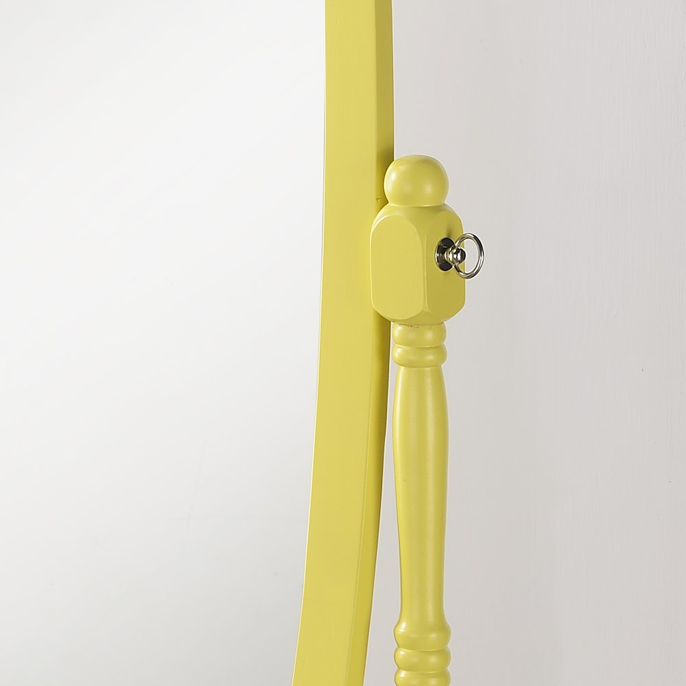 Traditional Queen Anna Style Wood Floor Cheval Mirror, Yellow Finish. Picture 3