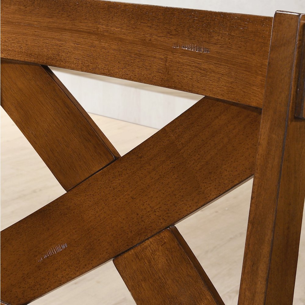 Karven Wood 7-PC Dining Set, Extendable Trestle Table, 6 Chairs, Dark Hazelnut. Picture 14