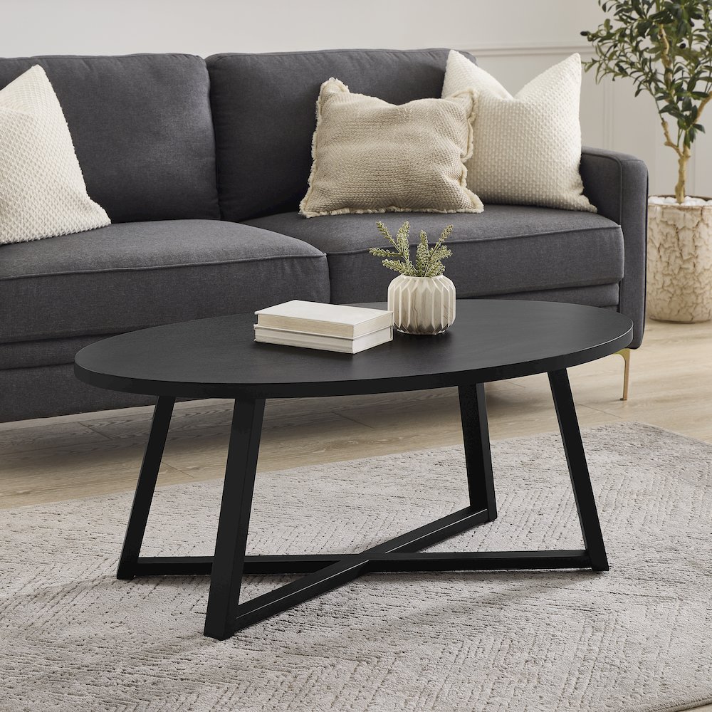 Modern Harmony 3-Piece Wood Oval Coffee Table Set. Picture 8