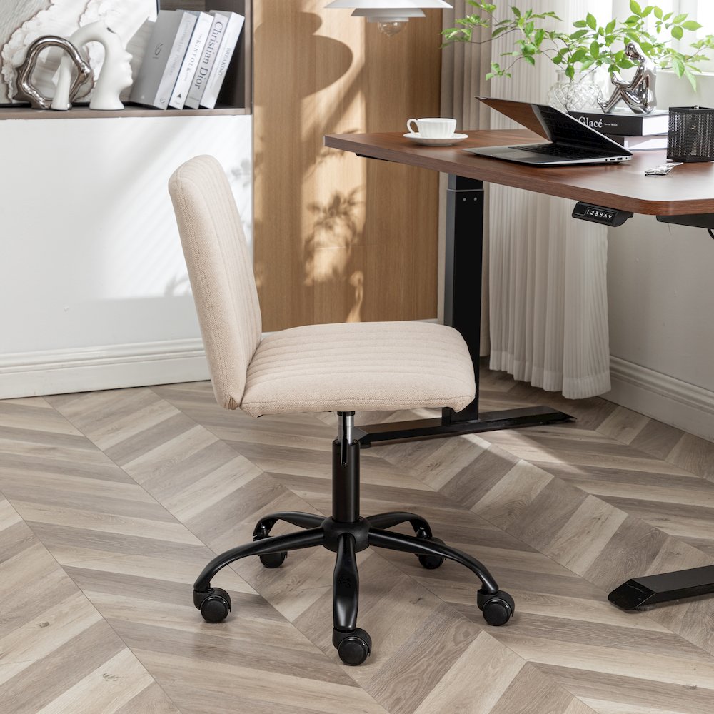 Masar Fabric Swivel Office Chair, Beige. Picture 4
