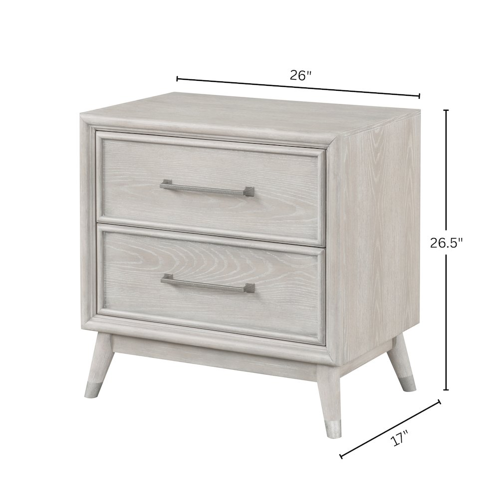 Seluna 2-Drawer Bedroom Nightstand with built-in USB port, Gray Oak Finish. Picture 11