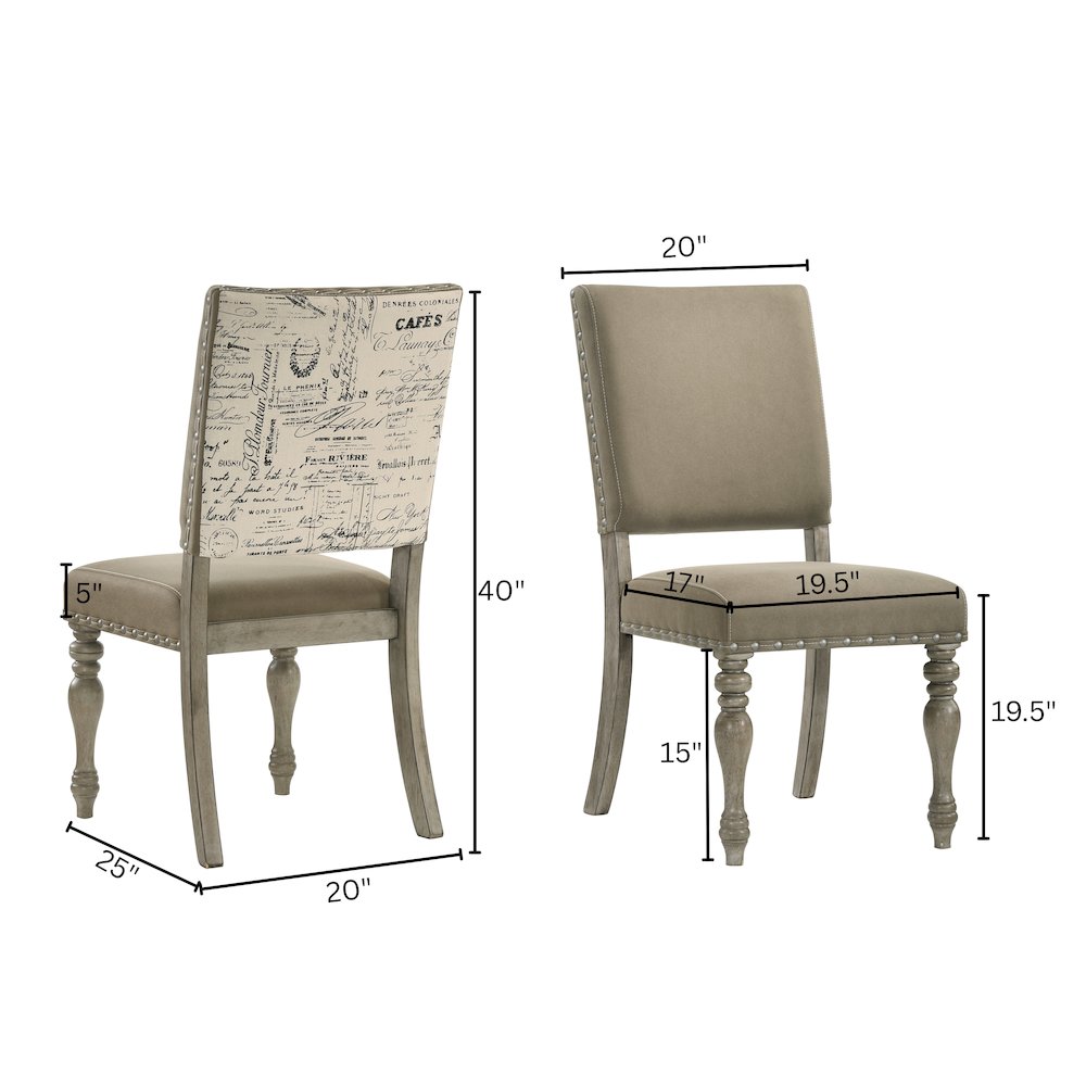 Birmingham 7-Piece Extendable Table with Nailhead Chairs Dining Set, Driftwood. Picture 18