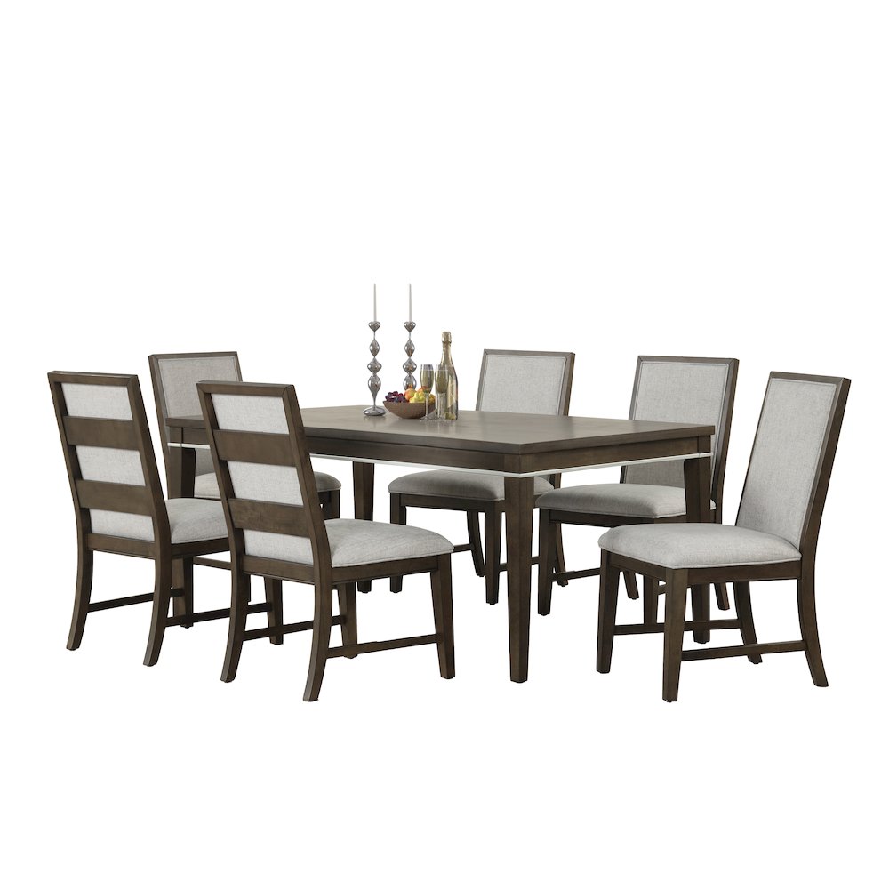 Aberll Wood Dining Room Set, Table with 6 Side Chairs, Gray. Picture 1