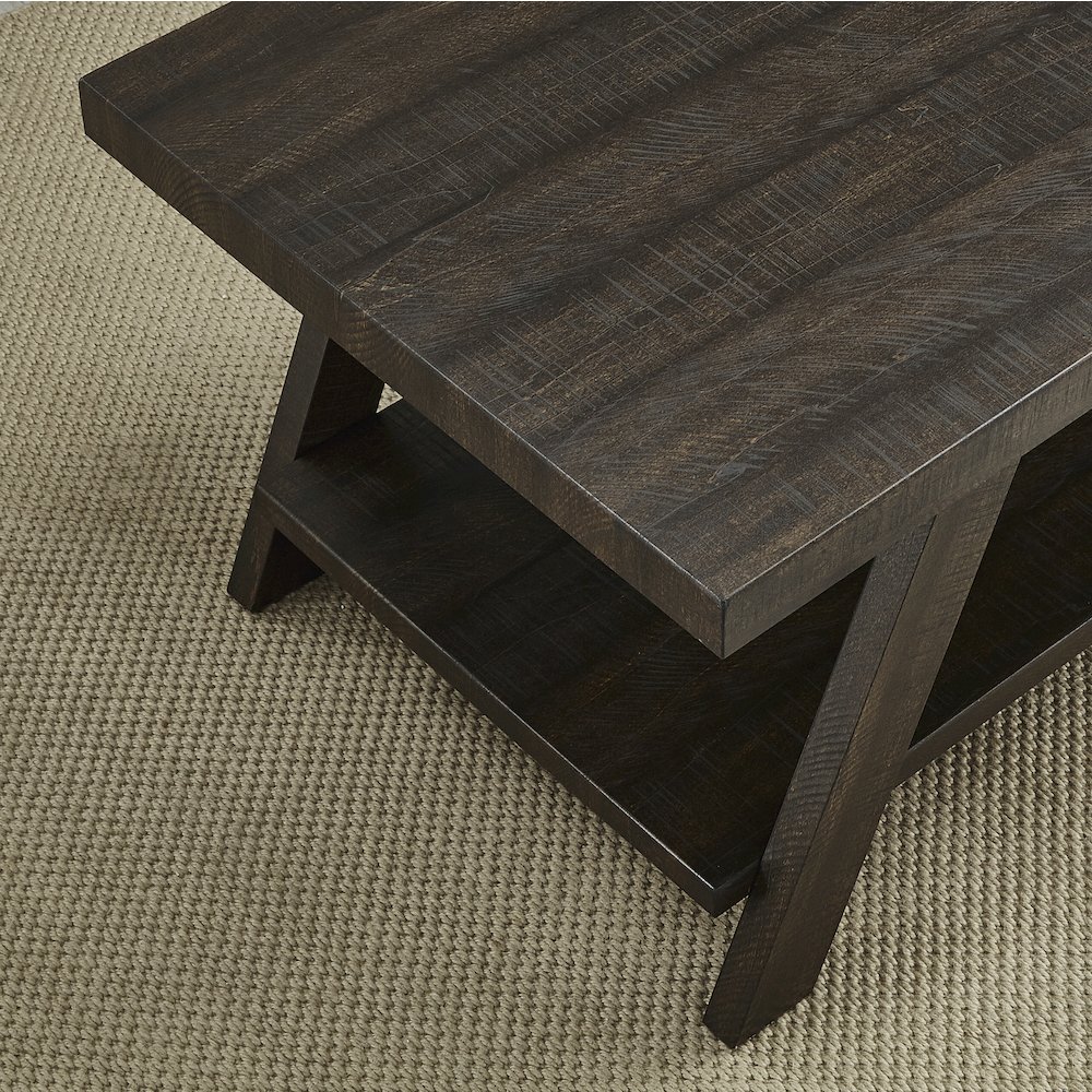 Athens Contemporary Wood Shelf End Table in Weathered Espresso. Picture 3