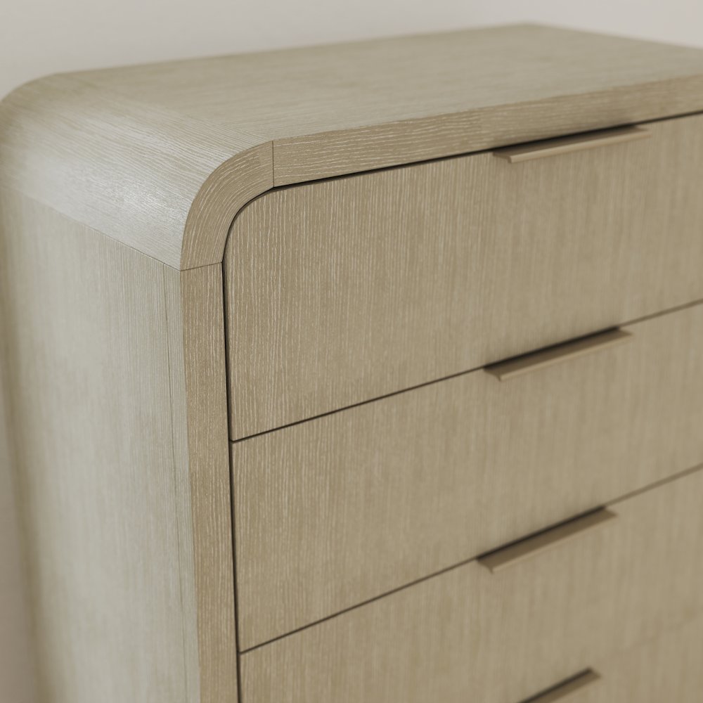 Tavari Contemporary 5-Drawer Wood Chest, Light Gray. Picture 3
