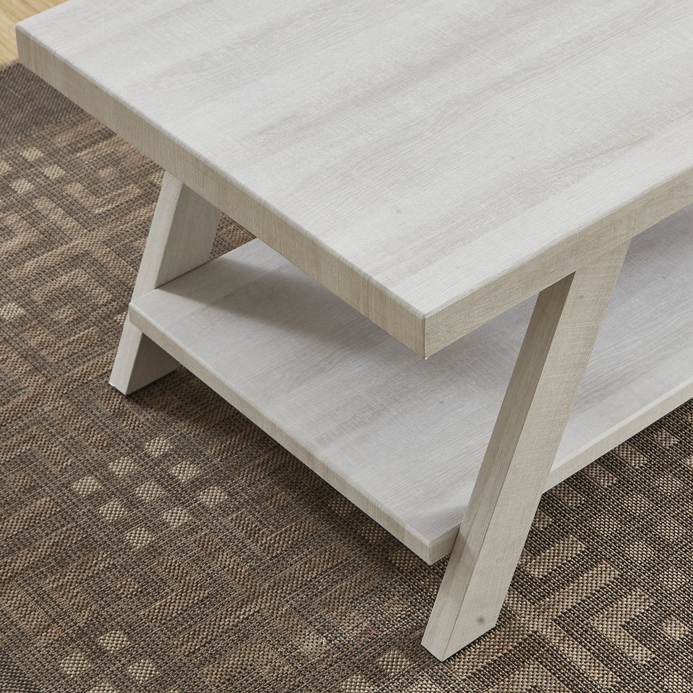 Athens Contemporary Wood Shelf End Table in White Finish. Picture 3